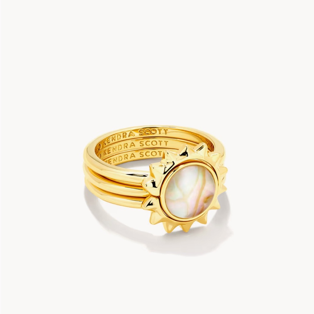 Kendra Scott Gold Sunburst Ring with Iridescent Center
